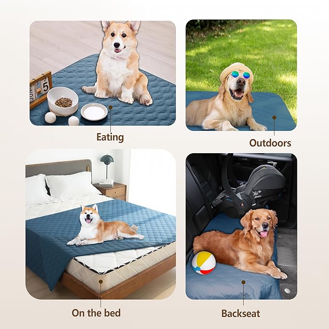 gogobunny 3X Stronger Waterproof Pet Blanket, Scratch Proof Furniture Protector for Dogs Cats, Reversible Cover 40x50 Inch, Dark Blue