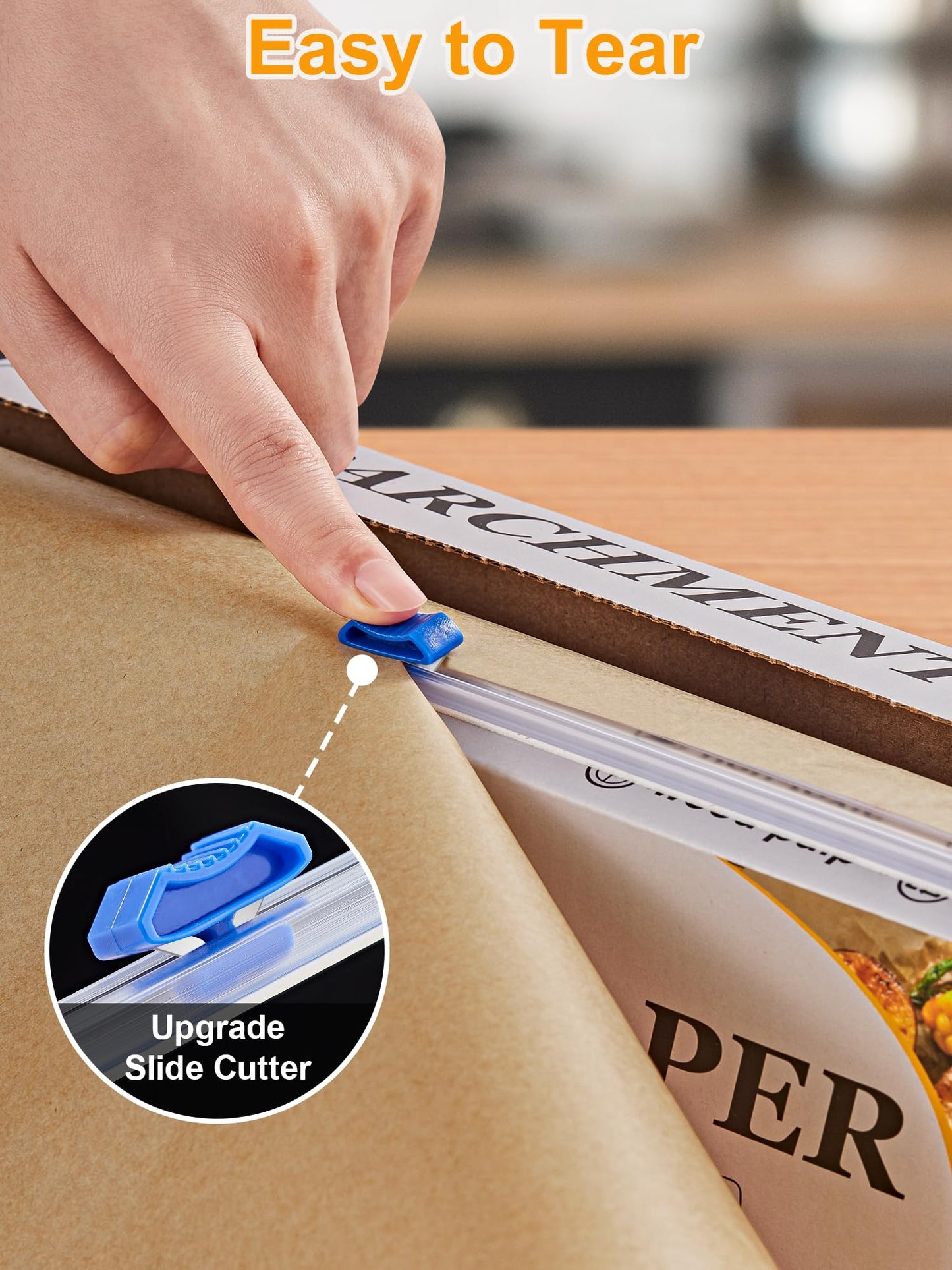 SMARTAKE Parchment Paper Roll for Baking, 2-Pack of 15 in x 242 ft, 600 sq.ft, Non-Stick Baking Paper Sheets with Slide Cutter, Heavy Duty Extra Long, for Kitchen Baking Cooking Grilling, Unbleached