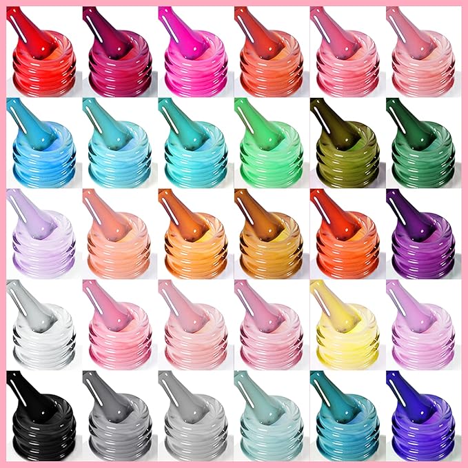 SAVILAND 76PCS Gel Nail Polish Kit with 180W(5X Faster) U V Light - Starter Kit 30 Colors Gel Polish Spring Summer Nude White Soak-Off U V LED Nail Gel with 180W LED Nail Lamp Starter Kit, Gel Glossy/Matte Gel for Home DIY Nail Salon, Gift for Women
