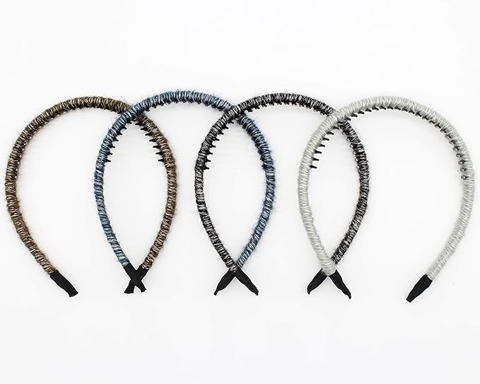 Fashion Wool Knit Hair Band - Non-Slip Resin Comb Teeth Hoop (4 Colors)