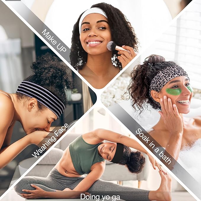 Ztomine 8 Pack Headbands for Women Non Slip - Stylish Sports Hair Bands for Women's Hair - Soft Cotton Cloth Stretchy Headbands for Women for Yoga, Outdoor Exercise Running