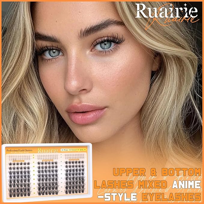 Manga Lash Clusters with Bottom Eyelash Clusters 180pcs Wispy Lashes Clusters Spiky Lash Extensions Natural C Curly Individual Lashes 8-16mm DIY Cluster Eyelash Extensions by Ruairie