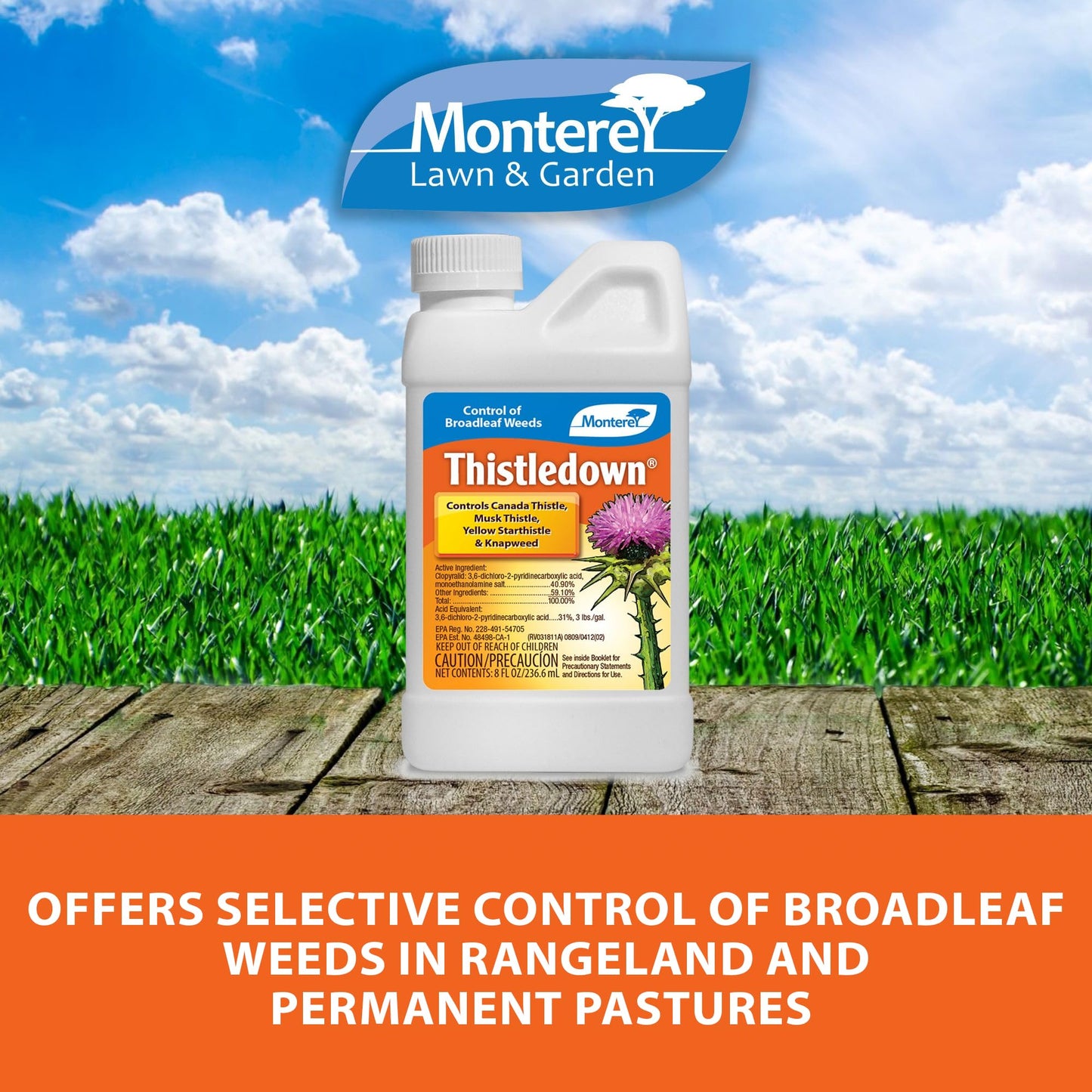 Monterey Thistledown Bundled with Measuring Spoon - Weed Killer Thistle and Clover Control Concentrate - 8 oz