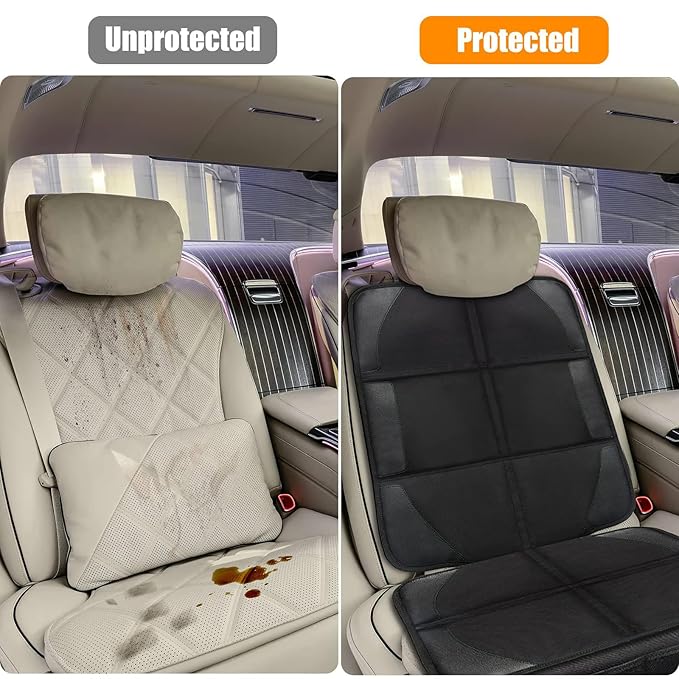 Bacgnyer Car Seat Protector, 1 Pack of Seat Protectors, Thickest Padded 600D Fabric Padding, Waterproof, Durable, Anti Slip Backing, Child Seat Protection, Suitable for Babies, Toddlers, Children