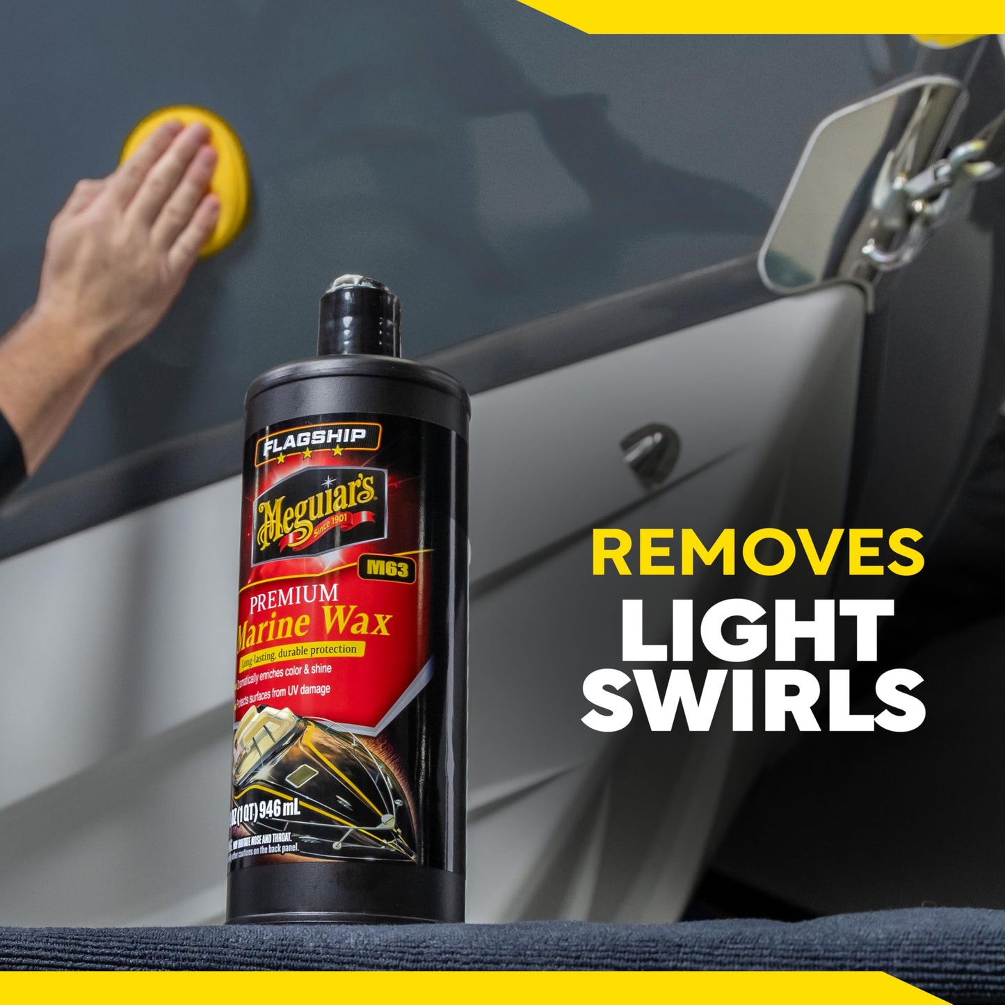 Meguiar's M6332 Flagship Premium Marine Wax, Easy to Use Boat Polish and Wax, Remove Scratches, Swirls, and Oxidation While Leaving Lasting Protection, 32 Oz Bottle