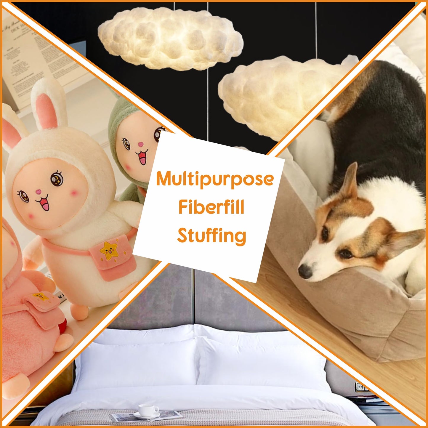 GOMICRAFT Fiberfill Stuffing for Crochet Animals, 1.0lb/450g for Crafts, Cushion and Clouds, Premium Quality Fiber Fill Pillow Stuffing Machine Washable Ployester.
