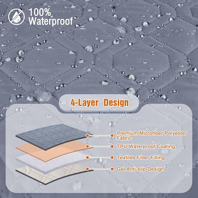 VANSOFY 100% Waterproof Recliner Chair Covers, Recliner Cover Non-Slip Dog Chair Cover Furniture Protector Washable Slipcover with Pocket, Elastic Straps for Pets, Dogs(Slate Gray, 22")