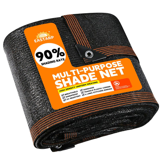 Eastarp 90% Shading Rate 20'x30' Black Shade Cloth,UV Resistant Durable Mesh Tarp with Grommets&Reinforced Edges, Shade Net Using for Plants Cover, Greenhouse, Dog Kennel, Patio, Chicken House