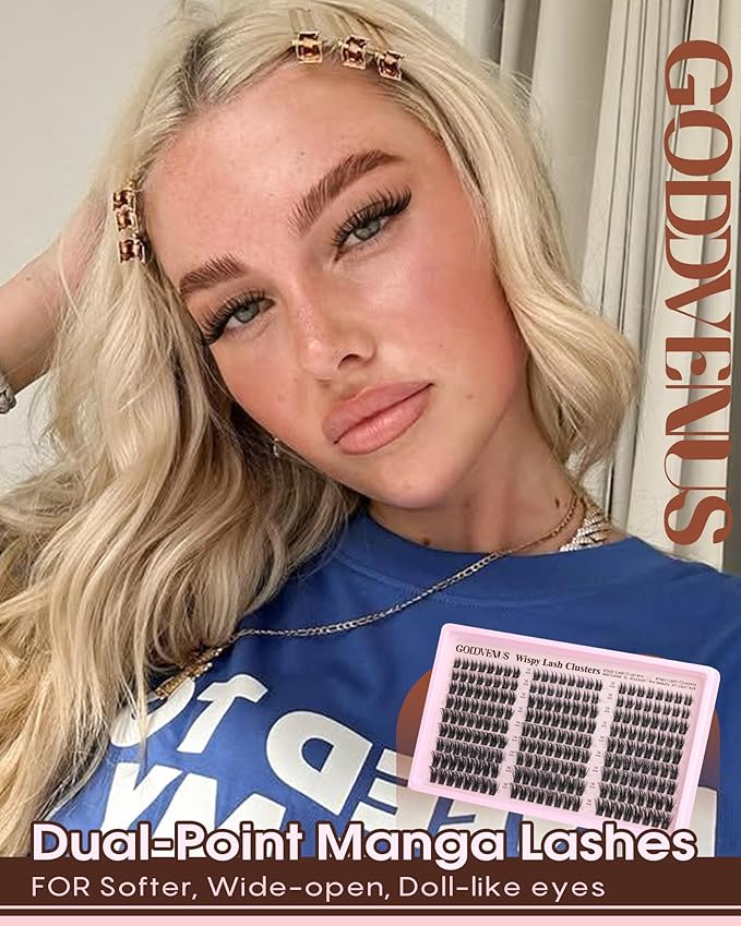 Goddvenus Wispy Manga Lash Clusters Natural Eyelash Clusters Fairy Cluster Eyelash Extensions Anime Individual Lashes C Curl Lash Extension Waterproof DIY Eye Lashes Cluster