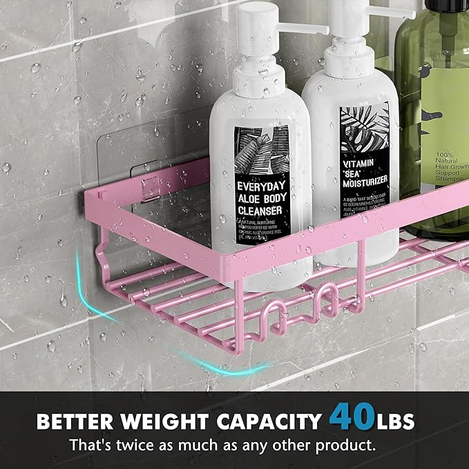 Moforoco Shower Caddy Shelf Organizer Rack, Self Adhesive Black Bathroom Shelves Basket, Home Farmhouse Wall Inside Organization and Storage Decor Rv Accessories, First Camper Apartment Essentials