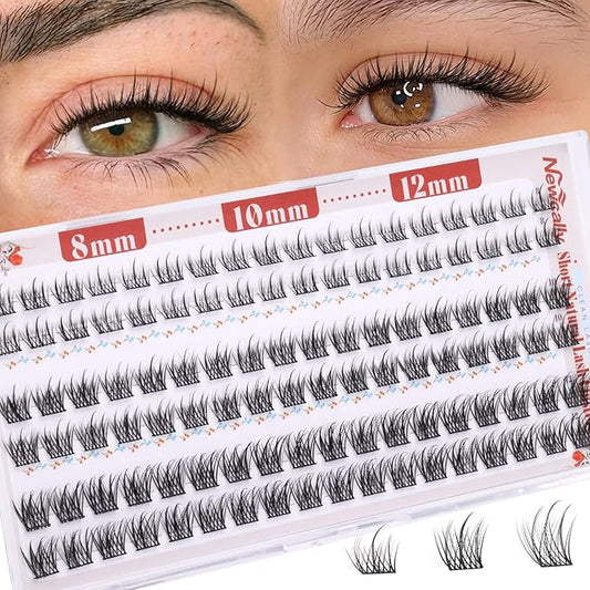Short Lash Clusters 8-12MM Natural Eyelash Clusters C-curly Wispy Cluster Eyelash Extensions DIY Lash Extension Ultra Thin Lash BandC Cluster Lashes Individual Lashes for Beginners by Newcally
