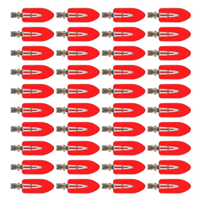 Creaseless Hair Clips for Women Styling 40Pcs Getting Ready No Crease Hair Clips for Bangs Setting No Bend Dent Makeup Clip Application Skincare Clip (Red)