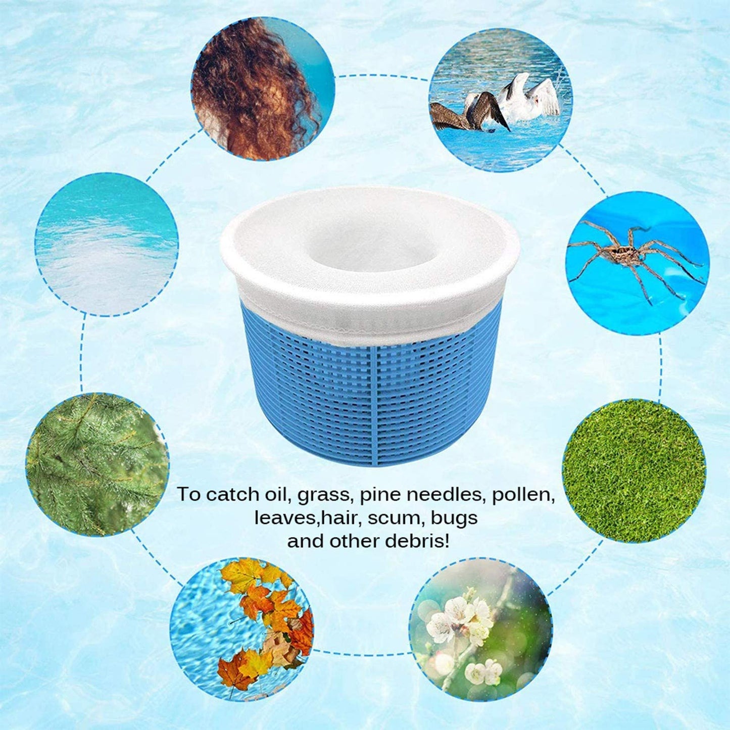 IIIHAT Pool Skimmer Socks Reusable Effective Pool Filter Basket Socks to Save Pumps, Filters, Baskets and Skimmers- The Ideal Sock/Net/Saver to Protect Your Inground or Above Ground Pool (50pcs)