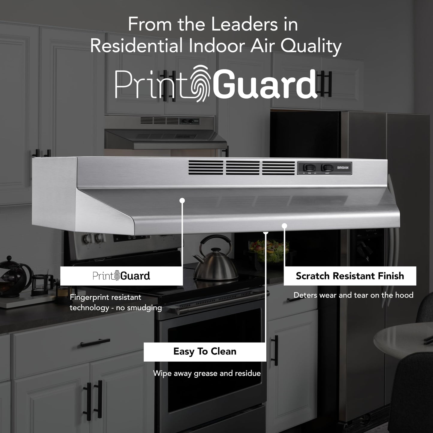 Broan-NuTone 4130SF Fingerprint Resistant Ductless Under-Cabinet Range Hood, 30-Inch, Stainless Finish with Print Guard