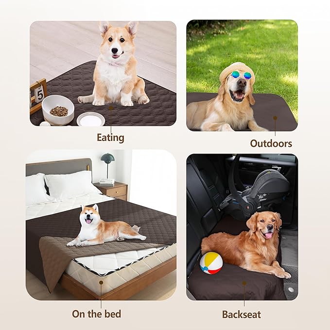 gogobunny 100% Double Sided Waterproof Dog Blanket Soft Pet Bed Cover Reversible Protect Furniture Couch Sofa Car for Puppy Large Dog Cat (Dark Coffee/Light Coffee, 82x82 Inch (Pack of 1))