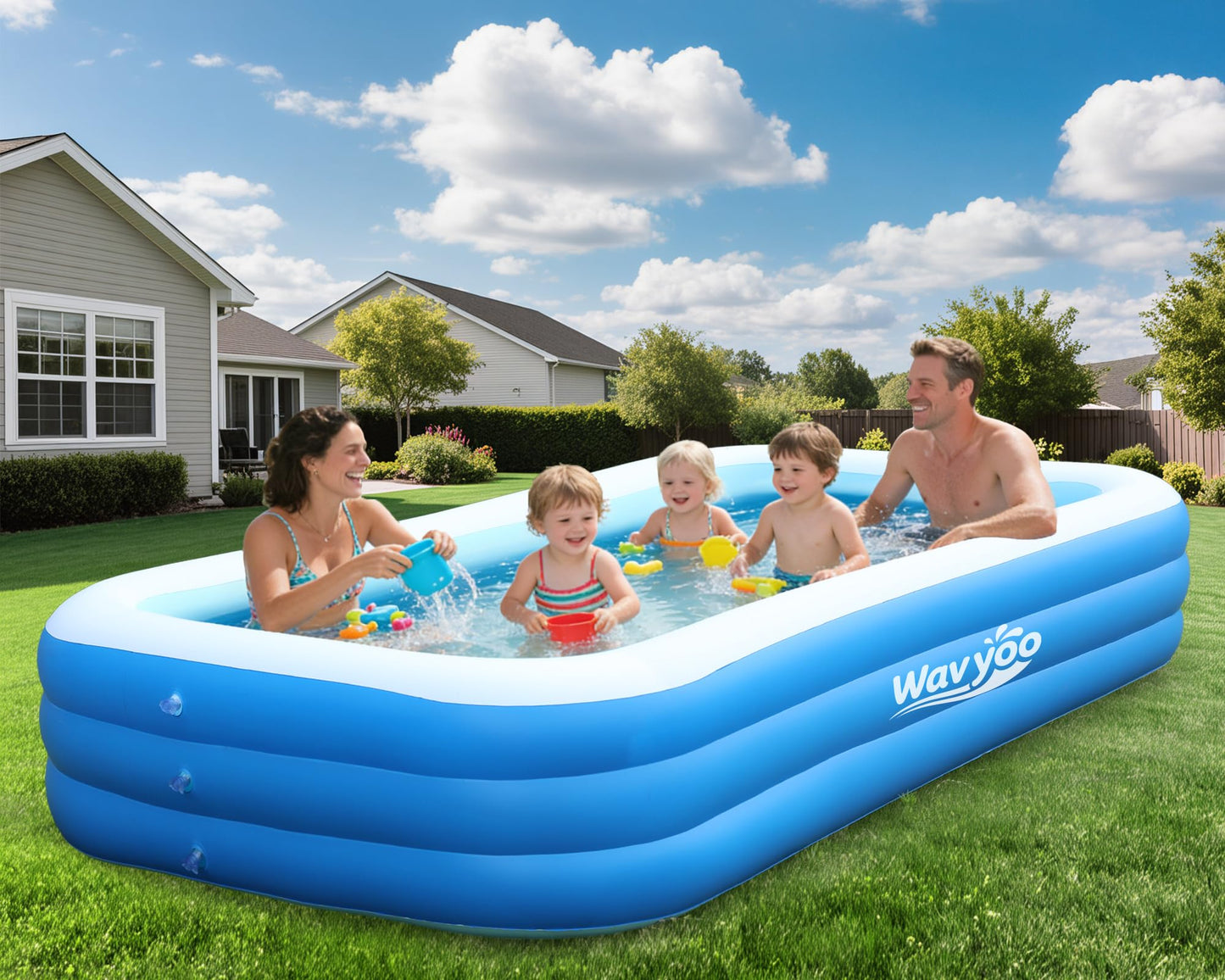 Large Inflatable Pool for Kids and Adults, Oversized Thickened Blow Up Pool for Kid and Adult, Durable Swimming Pool for Backyard, Outdoor, Garden, Summer Water Party (120“x70“x22)