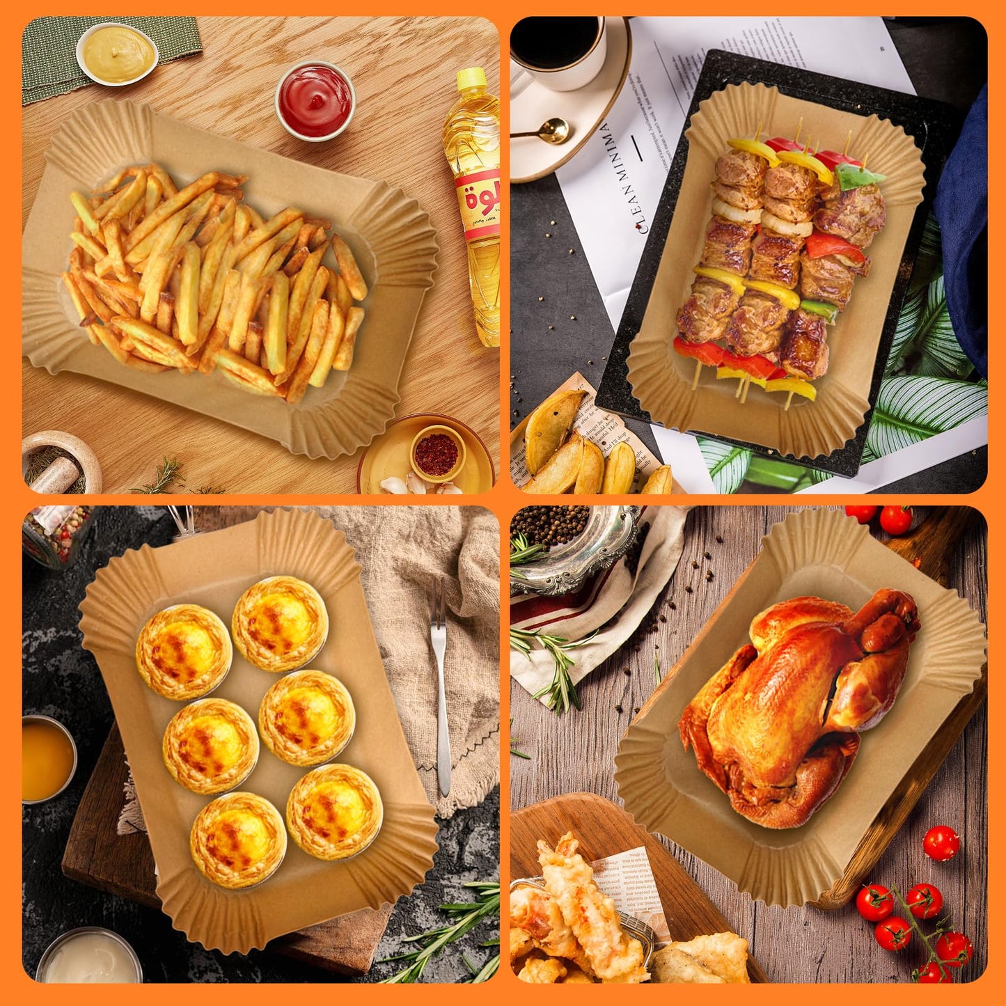 200PCS Air Fryer Liners for Ninja: Higher Non-Stick Disposable Parchment Paper Liner for Ninja DZ201/DZ401 Dual Airfryer Baking - Food Grade Ninja Air fryer Accessories (Rectangle - 8.6 x 5.5 inch)