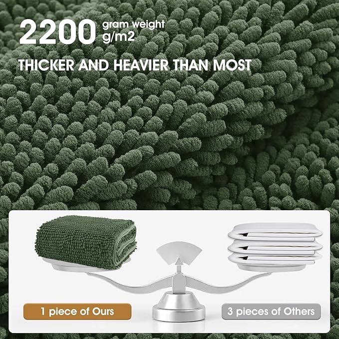 IM HOME Chenille Absorbent Outdoor Doormat 36" x 24", Washable Muddy Door Mats for Dog Non Slip Indoor Doormat Dog Mat for Muddy Paw Front Inside Doormats for Entryway Olive