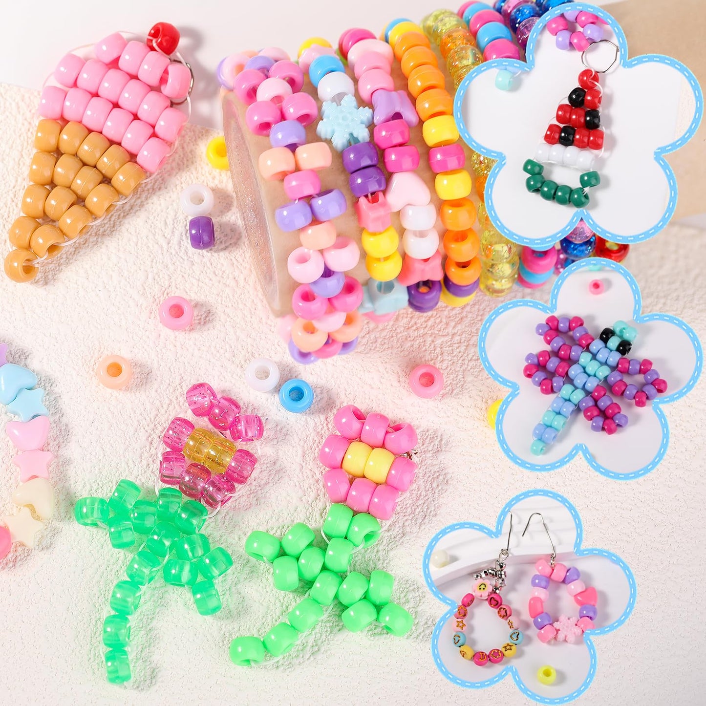 8000+ pcs Pony Beads Bulk for Bracelet Dark Blue Plastic Beads Making for Hair Braiding DIY Crafts Kandi Jewelry Key Chains and Ornaments Decorations Boxed