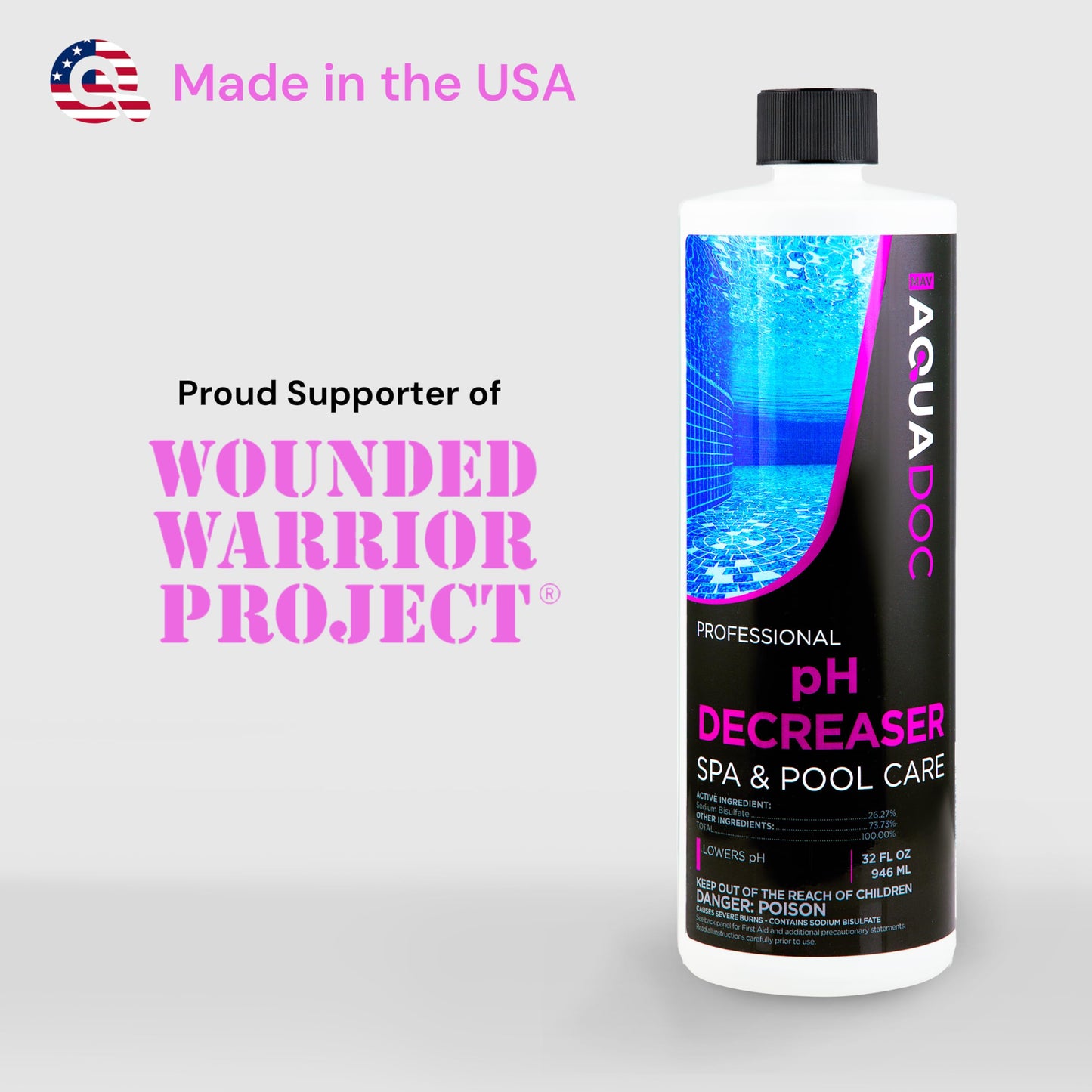 AquaDoc Spa pH Decreaser for Hot Tub - 32oz - Sodium Bisulfate Spa pH Down for Water Balance - Made in USA