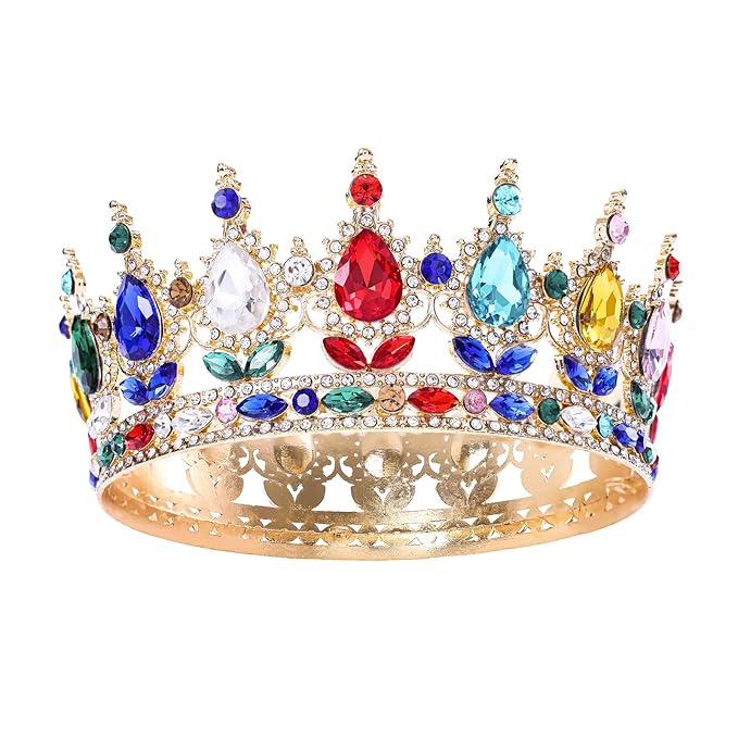 Multicolor Queen Crown for Women Crystal Tiara for Women Rhinestone Wedding Headband for Bride Hair Accessories for Costume Birthday Party Prom Gifts