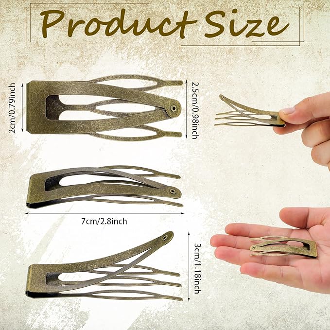 Chinco 24 Pcs Double Grip Hair Clips Metal Snap Clips Women Barrettes for Hair Making, Salon Supplies(Ancient Bronze,2.8 Inch)