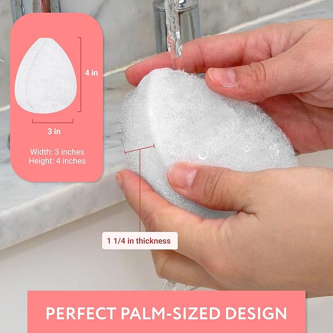 IMPRESA Facial Exfoliating Pads - Deep Cleansing Facial Sponges - Daily Exfoliation Face Scrubbers - Extra Thick Face Sponge - White, Pack of 10