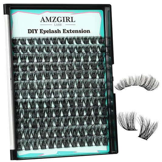 Lash Clusters 3D Effect Cluster Eyelash Extensions 144pcs D Curl Eyelash Clusters False Eyelashes Soft Comfortable Individual Lashes DIY Lash Extensions with Thin Band (Twilight, D-10-18mm)