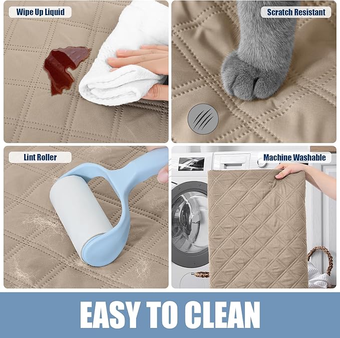 Smiry Waterproof Dog Bed Cover Pet Blanket, Soft Washable Dog Blanket for Furniture Bed Couch Sofa Reversible, Checkered (30"x70", Taupe/Beige)