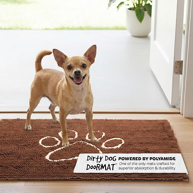 Dog Gone Smart Dirty Dog Doormat - Fast Drying Rug with Super Gripper Backing for Clean Floors - Super Absorbent and Machine Washable Mat for Muddy Paws - Almond