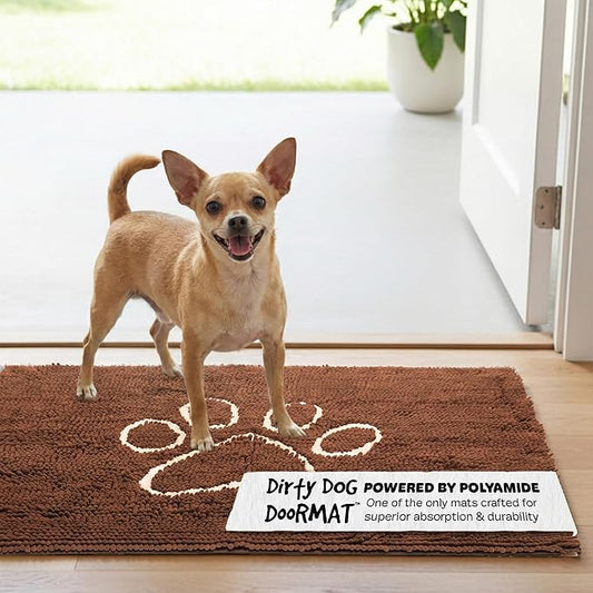 Dog Gone Smart Dirty Dog Doormat - Fast Drying Rug with Super Gripper Backing for Clean Floors - Super Absorbent and Machine Washable Mat for Muddy Paws - Almond