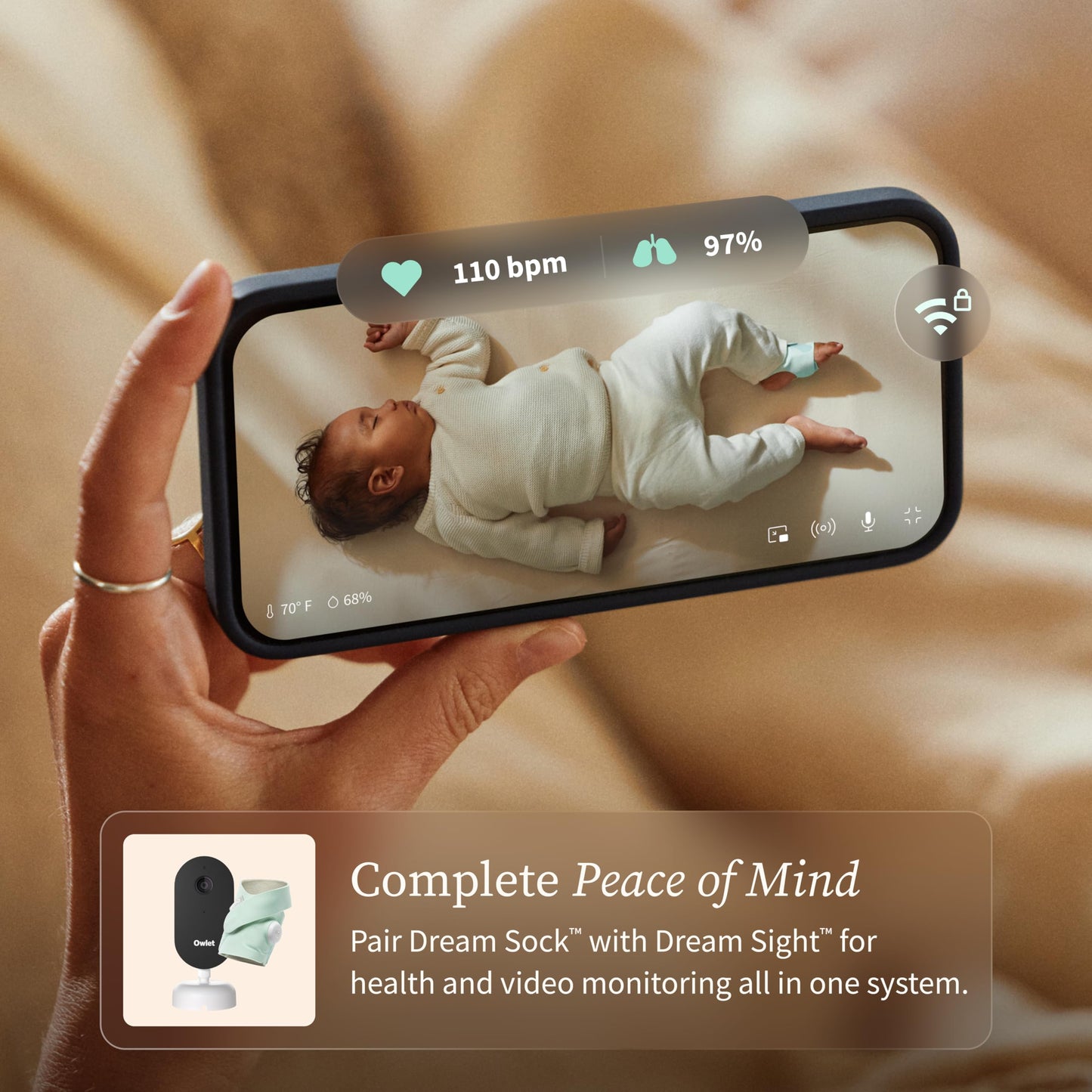 Owlet Dream Sock - Smart Baby Monitor View Heart Rate and Average Oxygen O2 as Sleep Quality Indicators. Wakings, Movement, and Sleep State. Digital Sleep Coach and Sleep Assist Prompts - Mint