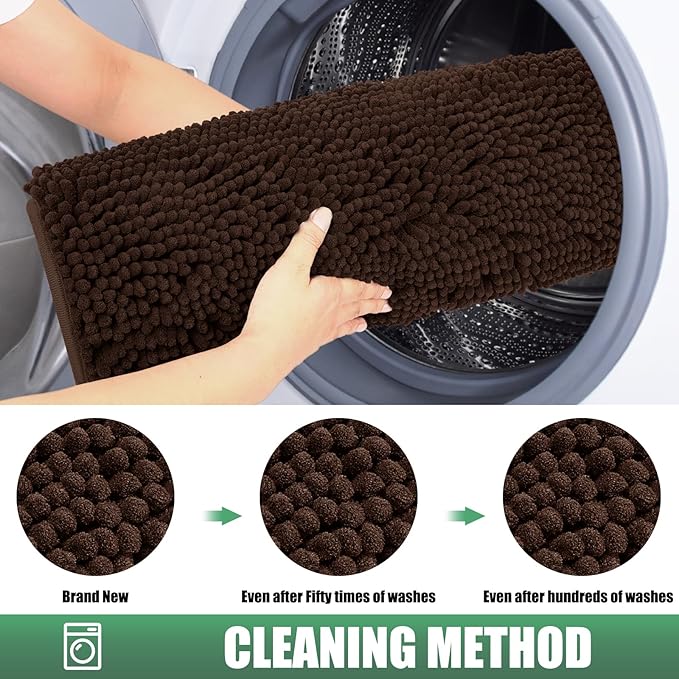 IM HOME Chenille Absorbent Outdoor Doormat 36" x 24", Washable Muddy Door Mats for Dog Non Slip Indoor Doormat Dog Mat for Muddy Paw Front Inside Doormats for Entryway Brown