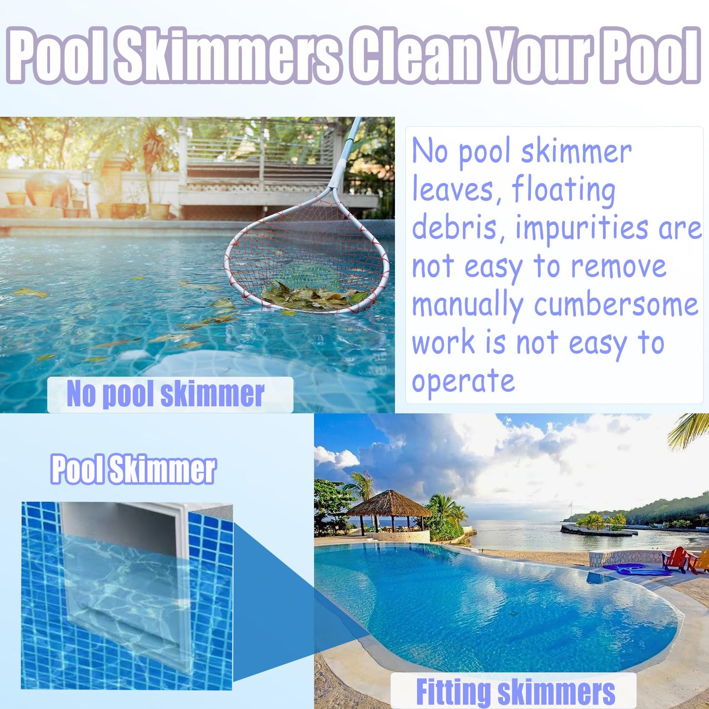 Above Ground Pool Skimmer,Thru-Wall Skimmer,Above Ground Pool Skimmer（With Accessories）Opening Width 6 Inches,Compatible With All Standard Pool Wall Openings,Replace SP1091LX Above Ground Pool Skimmer