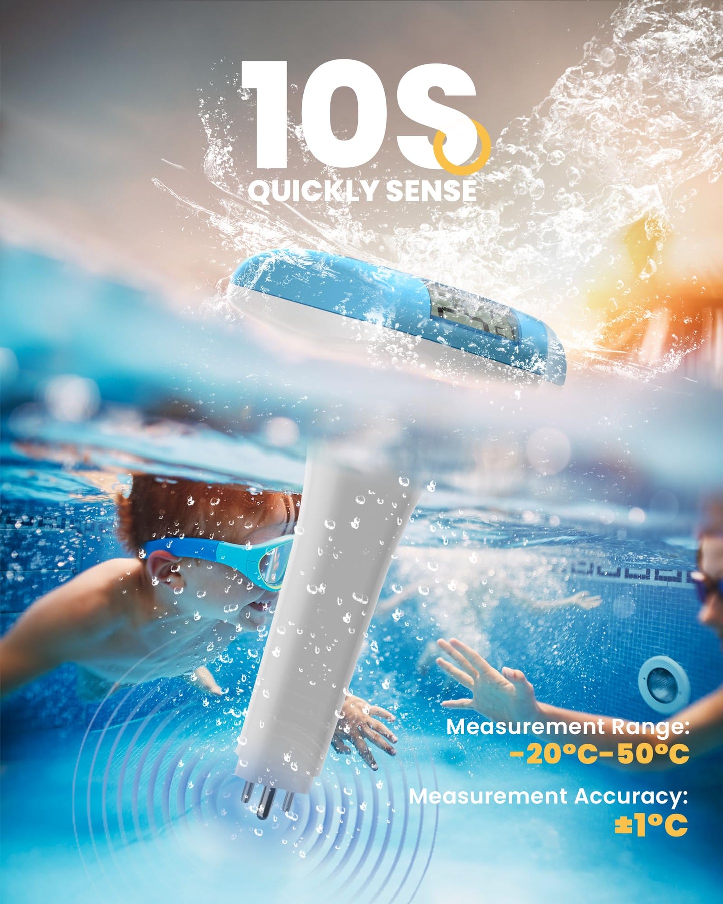 BALDR Pool Thermometer Floating Easy Read, Solar powerd with LCD Large Digital Display, IPX-8 Waterproof Swimming Pool Thermometer, Say Goodbye to Battery Replacement, Gauge for Ice Bath, Hot Tubs