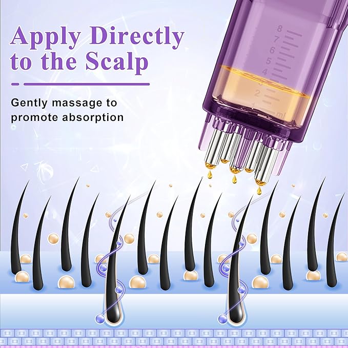 2 PCS Minoxidil Applicators with Cleaning Brush and Dropper, Anglecai Scalp Applicator Comb for Hair Oil Applicator Brush, Minoxidil Brushes for Scalp Applicator Comb for Hair Growth (Black+Purple)