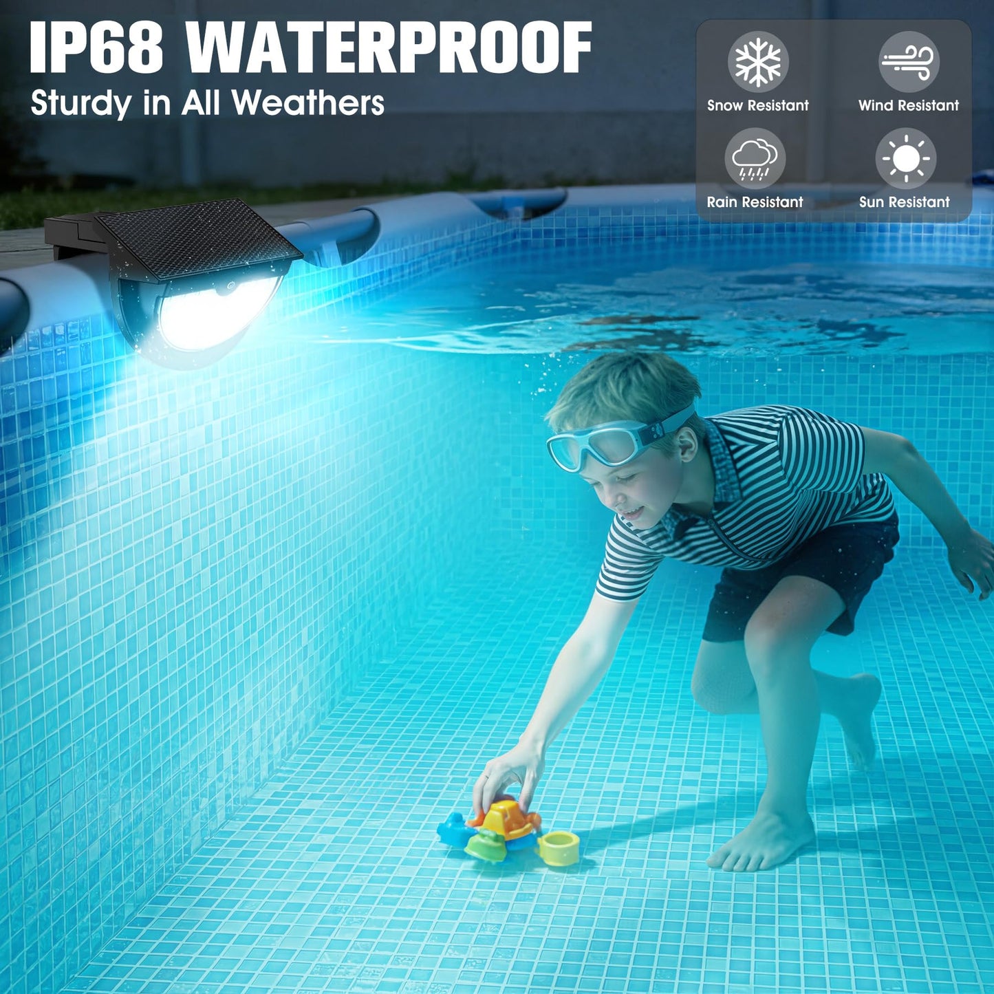 Solar Pool Lights,2026 Upgraded Solar Powered Above Ground Pool Lights,Frame Pool light Waterproof,Outdoor Swimming Pool Solar Light,Color Changing Pool Lighting for Above Ground Pool Accessories-2PCS