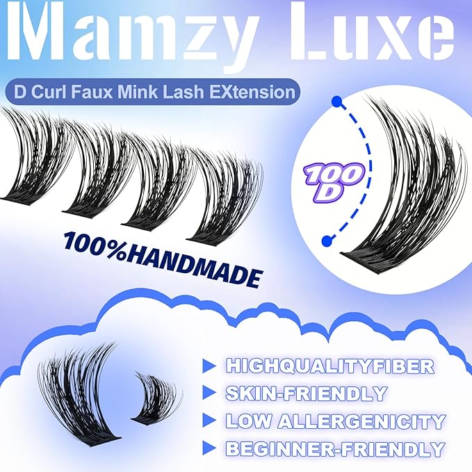 Lash Clusters Wispy 100D Eyelash Clusters 10-18mm Fluff Cluster Eyelash Extensions D Curl No Plastic Feel Individual Lashes Extension 204 Pcs Versatile False Eyelashes Clusters