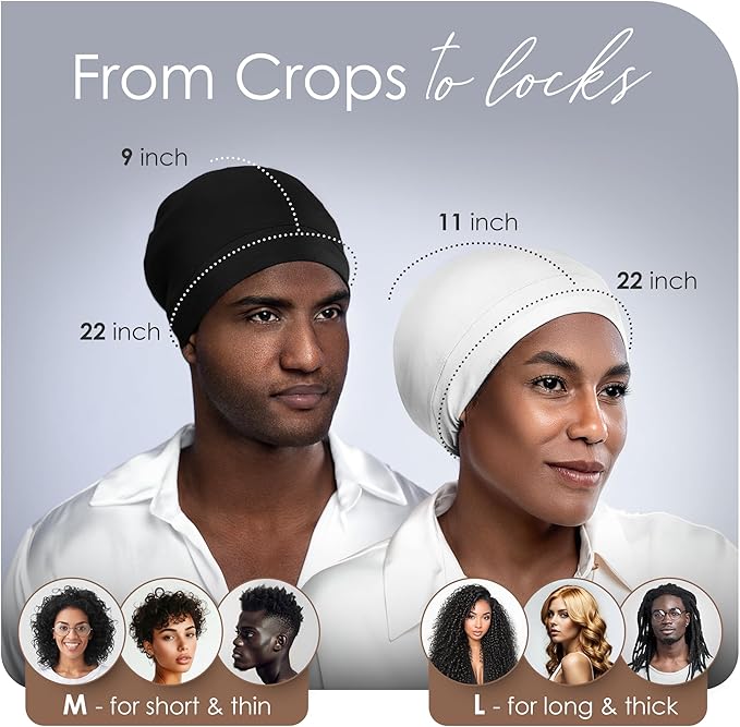 CAPLORD Satin Bonnet for Sleeping, Curly Hair Wrap Sleep for Men, Adjustable Silk Beanies for Women, Silk Hair Bonnet