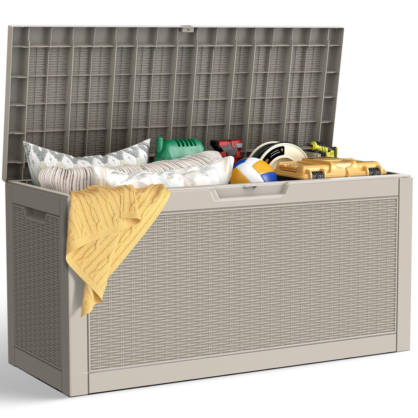 LubanNese Outdoor Storage Box, 66 Gallon Deck Box Waterproof, Outdoor Storage Bin for Patio Furniture Cushion, Garden Supply, Weatherproof, Lockable, Grey
