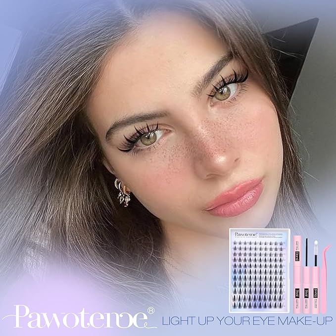 Pawotence Manga Lash Clusters Kit Eyelash Clusters 8-18mm Lash Extension Kit Fairy Individual Lashes Cluster Wispy Lashes Cluster Invisible Band Cluster Eyelash Extensions Kit for Beginners