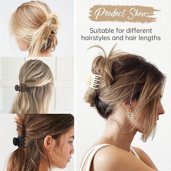 Flat Hair Clip 5 pcs Lay Down Claw Clips Hair Accessories for Women -Brown (Mix & Match Series)