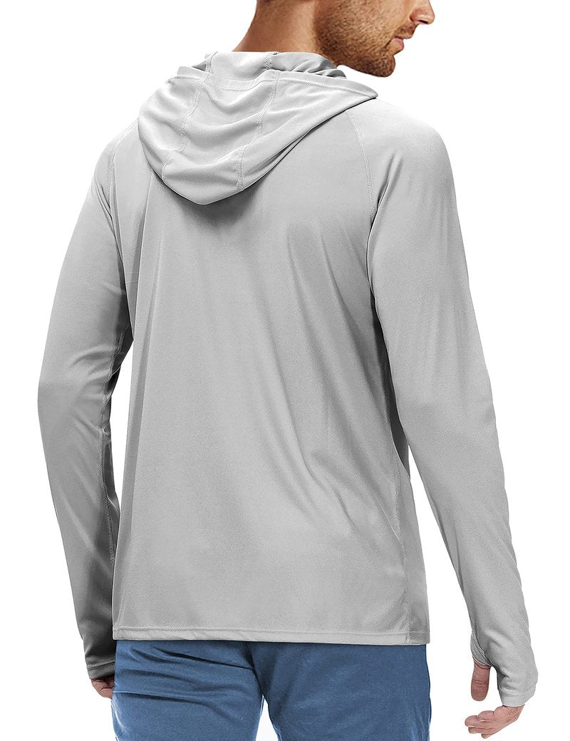 Roadbox UPF 50+ Fishing Shirts for Men, Long Sleeve UV Sun Protection Hoodie, Outdoor Hiking Running Swimming Rash Guard