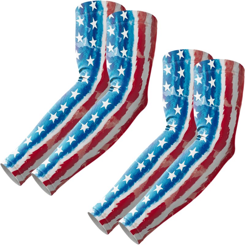 ROXUN 2 Pairs Flag Arm Sleeves Cooling UV Protection for Men Women Soccer Football Sports