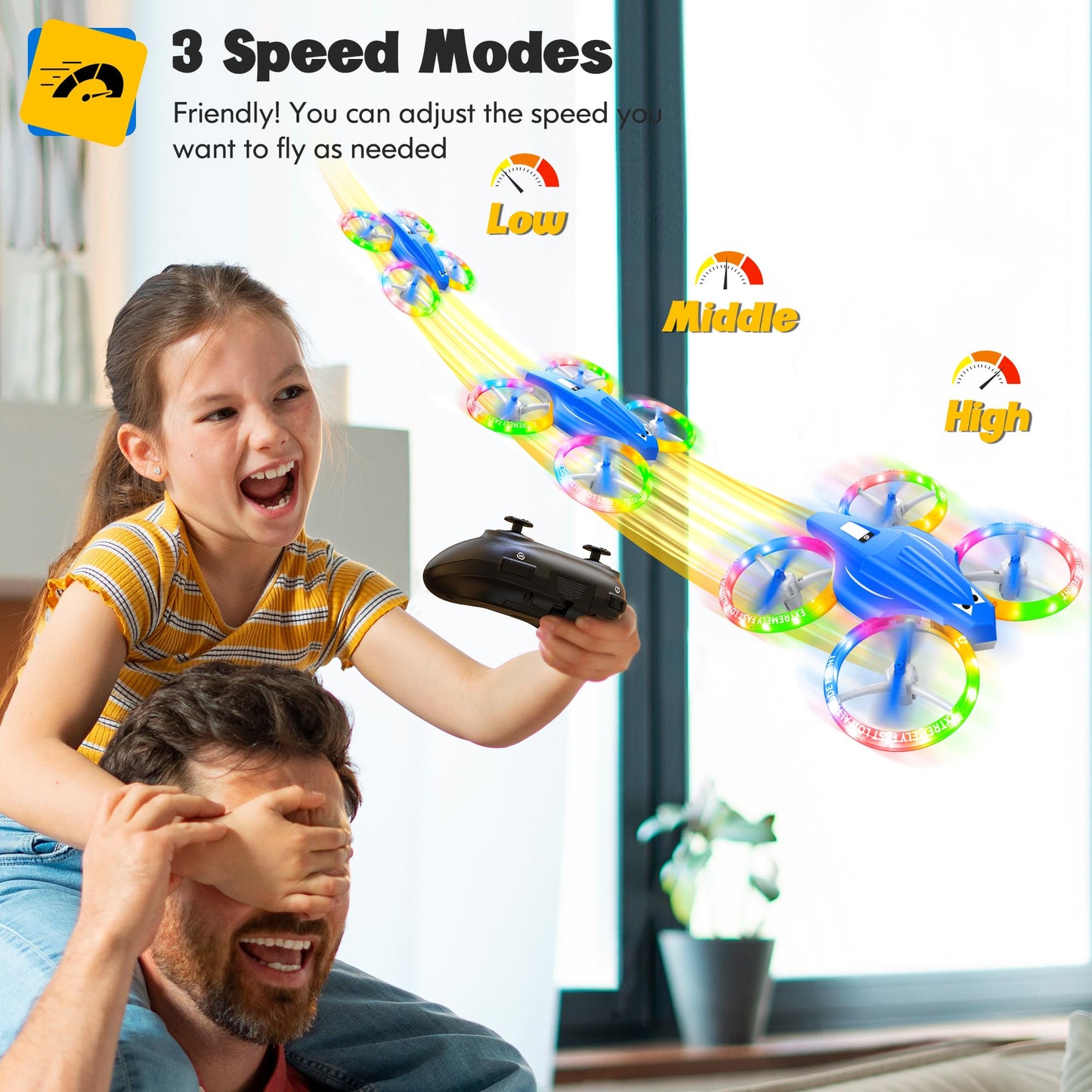 ALTITACO Drones for Kids with Cool Light, Kids Drone with 3D Flip, Altitude-Hold, Self-Rotation, Headless Mode, 3 Speed Modes, One-Click Take-Off/Landing, Mini Drone for Christmas, Beginners, Indoor