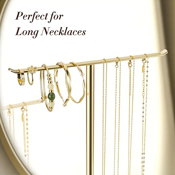 Jewelry Holder Stand with Ceramic Base: 12" Tall Necklace Organizer Rack, Tree Design Display Storage for Necklaces, Bracelets, Rings, Earrings, Aesthetic Room Décor for Girls and Women, Green