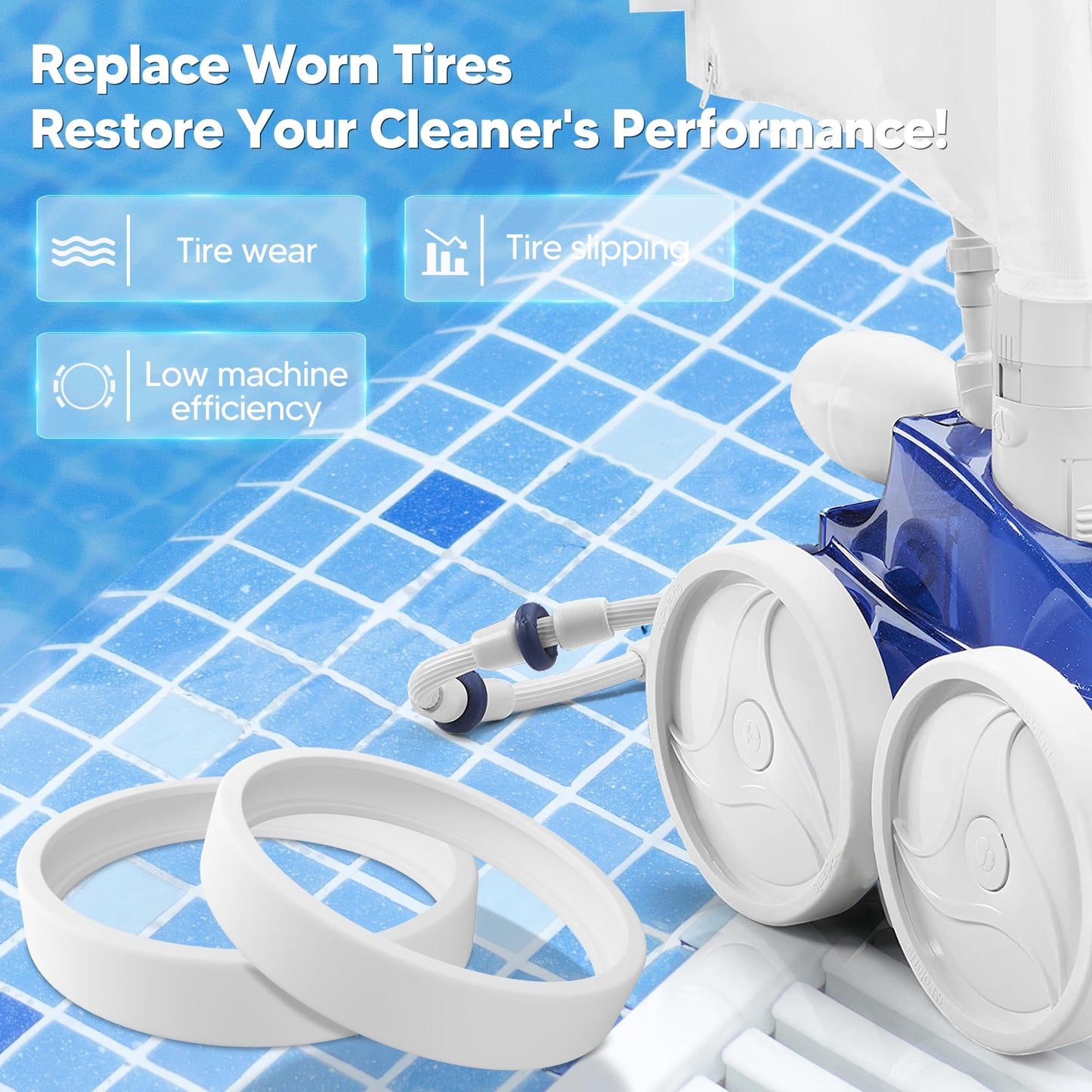 Funmit Pool Cleaner All Purpose Tire Replacement Part Compatible with Polaris 280 360 180 380 C10 C-10 Pack of 6