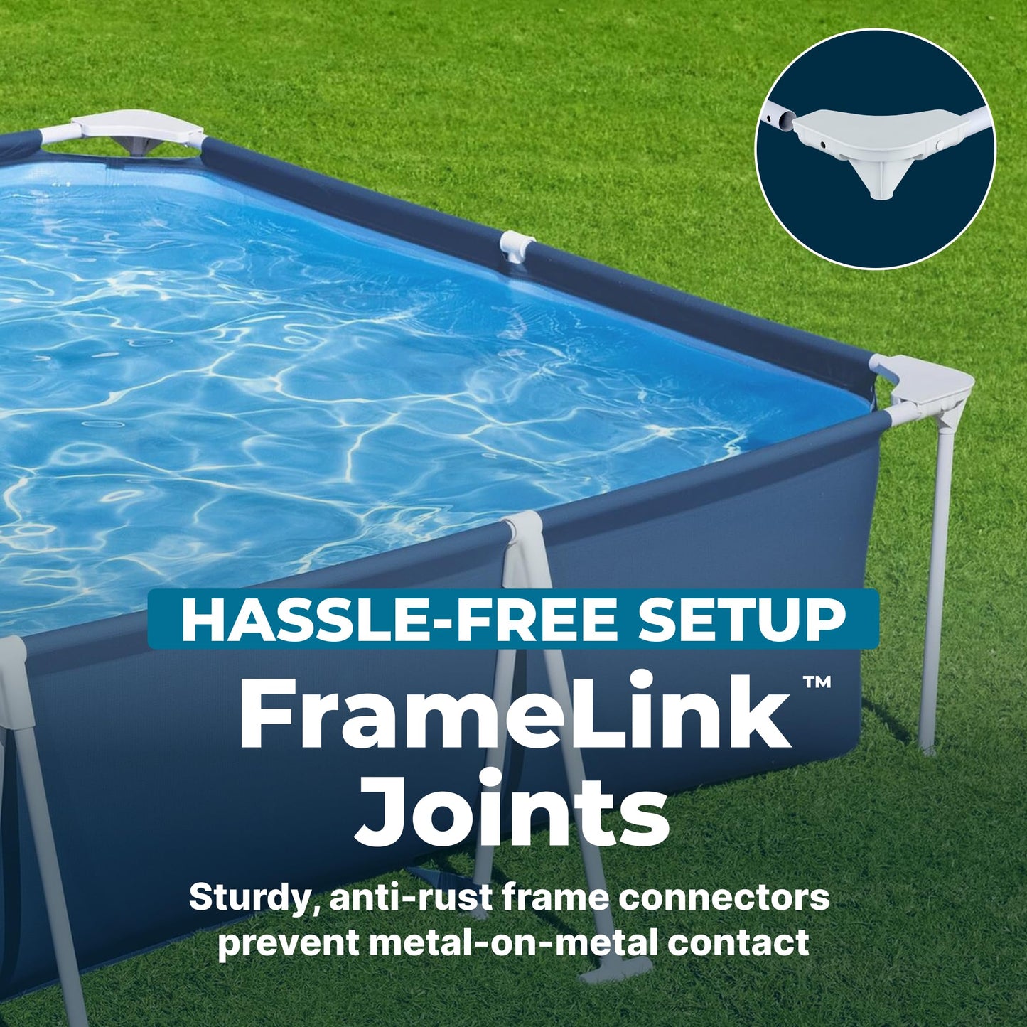 Bestway Steel Pro 9' 10" x 6' 7" x 26" Rectangular Above Ground Pool Set with 827 Gallon Capacity, DuraPlus Liner, and Flowclear 330 GPH Filter Pump