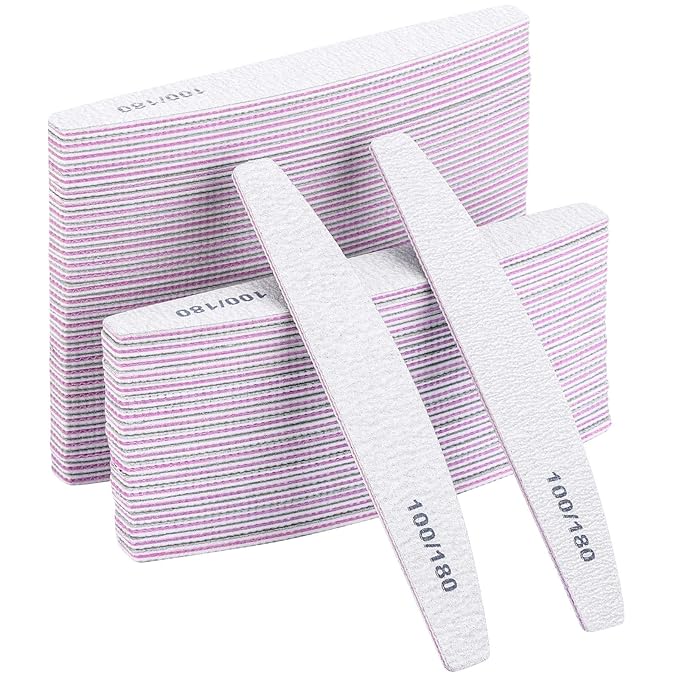 BTYMS 75 Pcs Nail Files and Buffers for Acrylic Nails 100/180 Grit Double Sided Emery Boards Fingernail Files Kit
