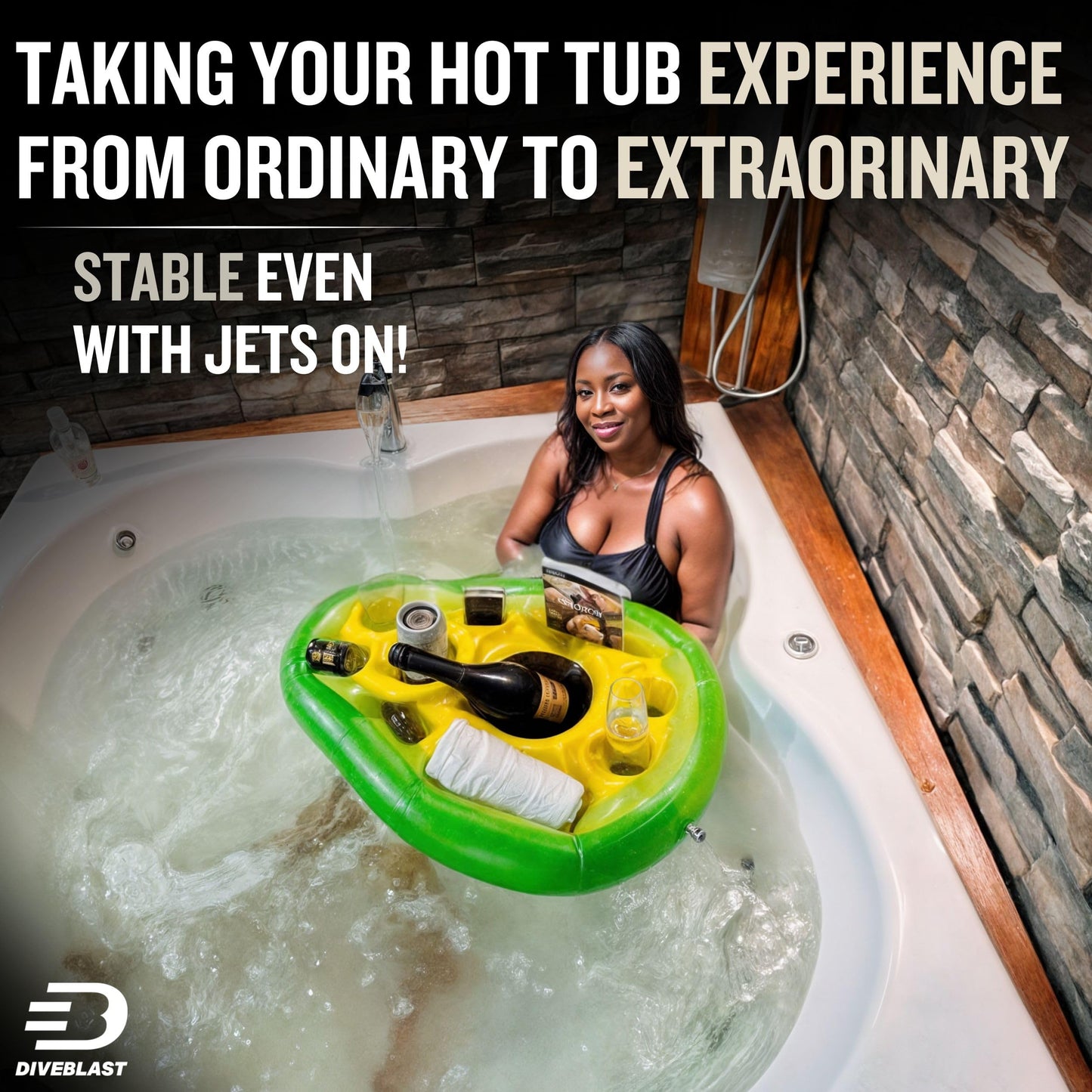 DIVEBLAST: Avocado Floating Drink Holder for Pool, Hot Tub Accessories Fun - Holds Up to 50 LBS - Fun Swimming Pool Accessories for Dad, Cool and Unique Drink Floaties